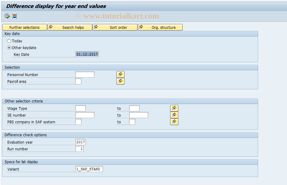 SAP TCode PC00_M09_CYECOMP - Comparison of two year end runs