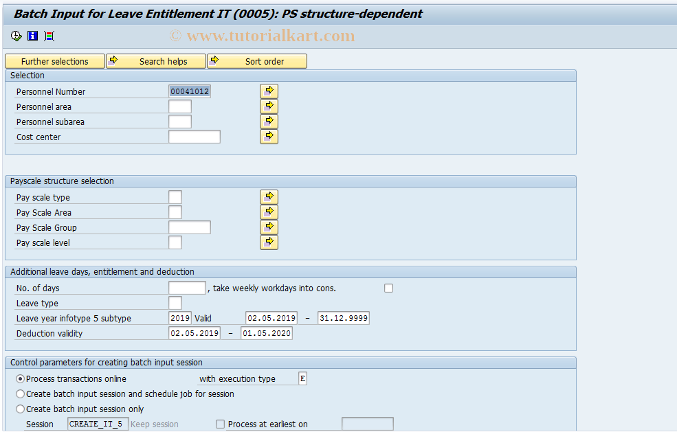 SAP TCode PC00_M09_IT5_CHARGE - Create payscale-related LveEntitlmts