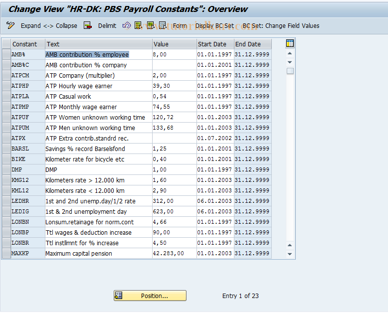 SAP TCode PC00_M09_MPBSCONST - Change PBS constants