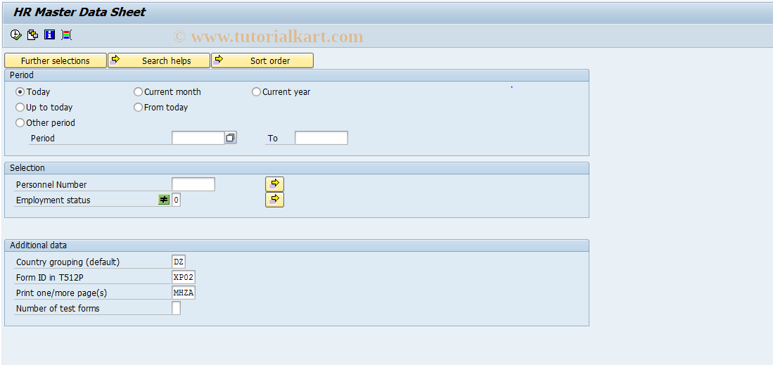 SAP TCode PC00_M09_PSTM - HR master data sheet