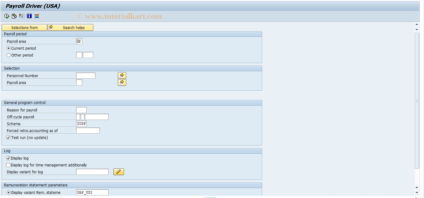 SAP TCode PC00_M10_CALC - Payroll Driver USA