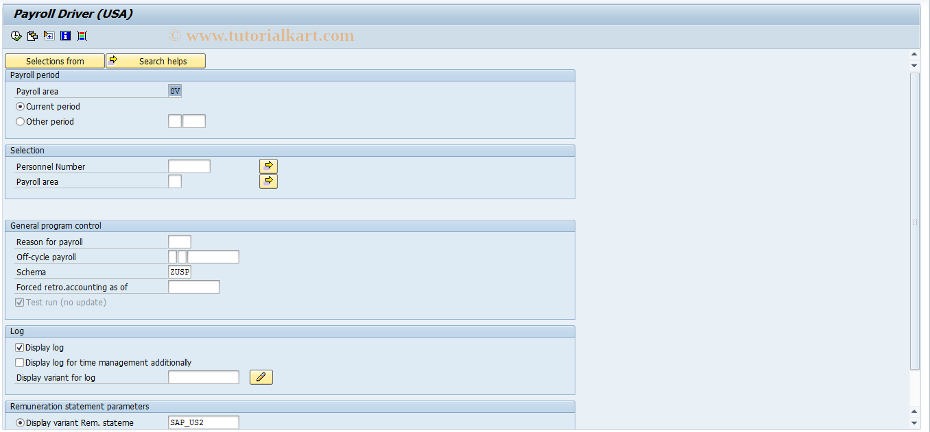 SAP TCode PC00_M10_CALC_SIMU - Simulation payroll accounting 10