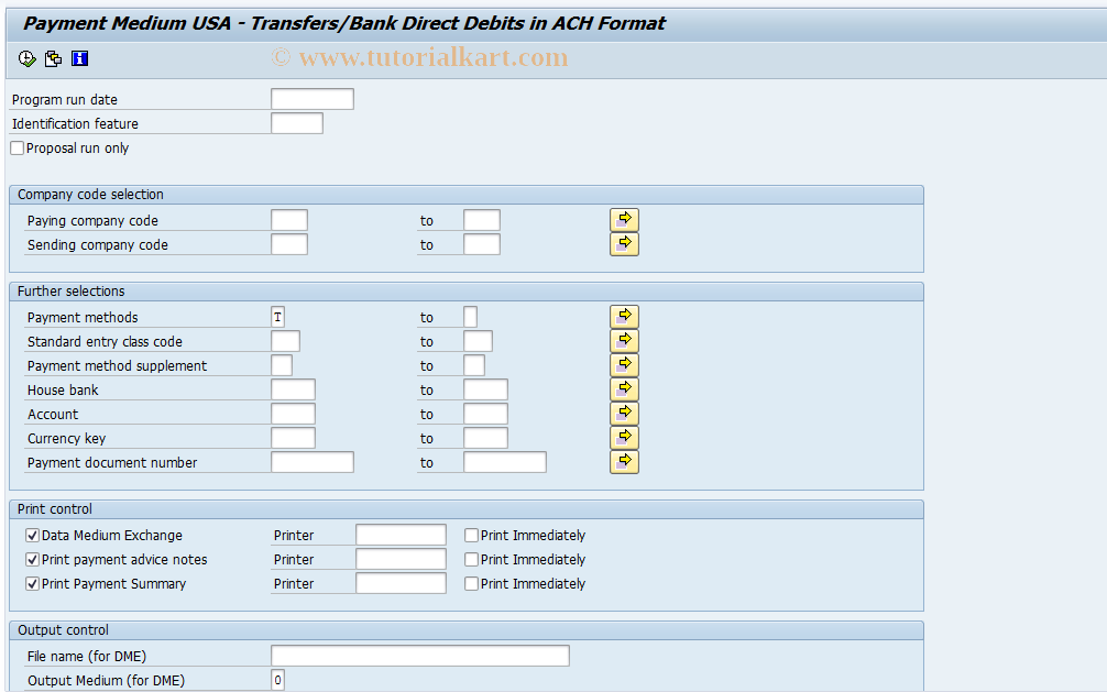 SAP TCode PC00_M10_FFOT - Create Payroll Transfer DTA 10