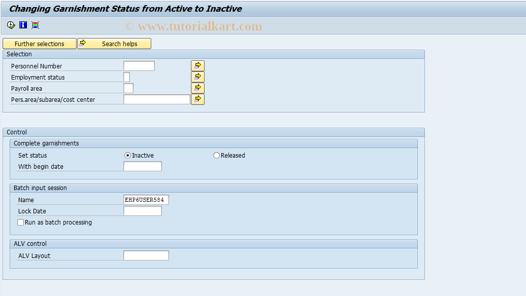 SAP TCode PC00_M10_IPIT0 - Garnishment: Active -> inactive