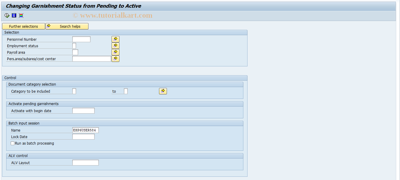 SAP TCode PC00_M10_IPIT1 - Garnishment: Pending -> active