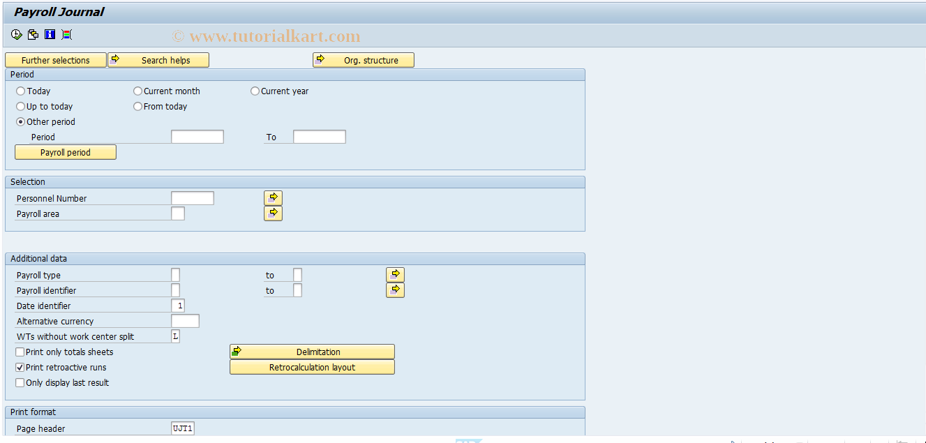 SAP TCode PC00_M10_PRJ - Payroll journal