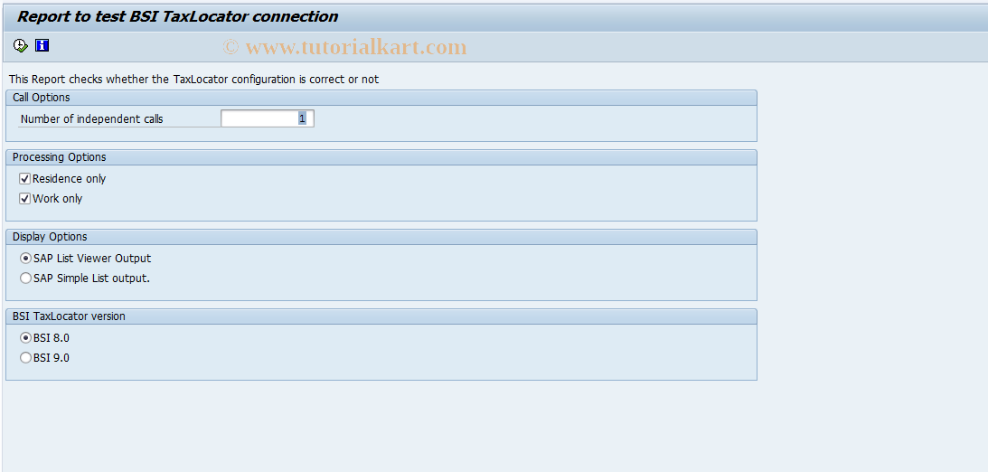 SAP TCode PC00_M10_TXL_CFG - US: BSI TaxLocator Config Report