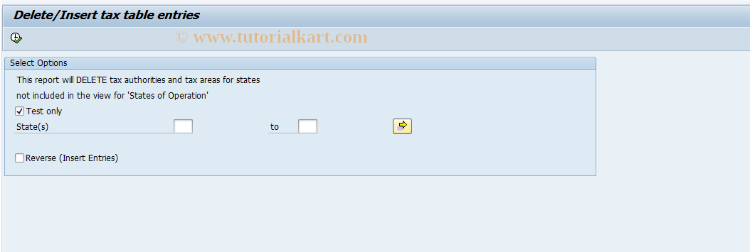 SAP TCode PC00_M10_UTAX - Tax Reporter Util. Delete Entries 10
