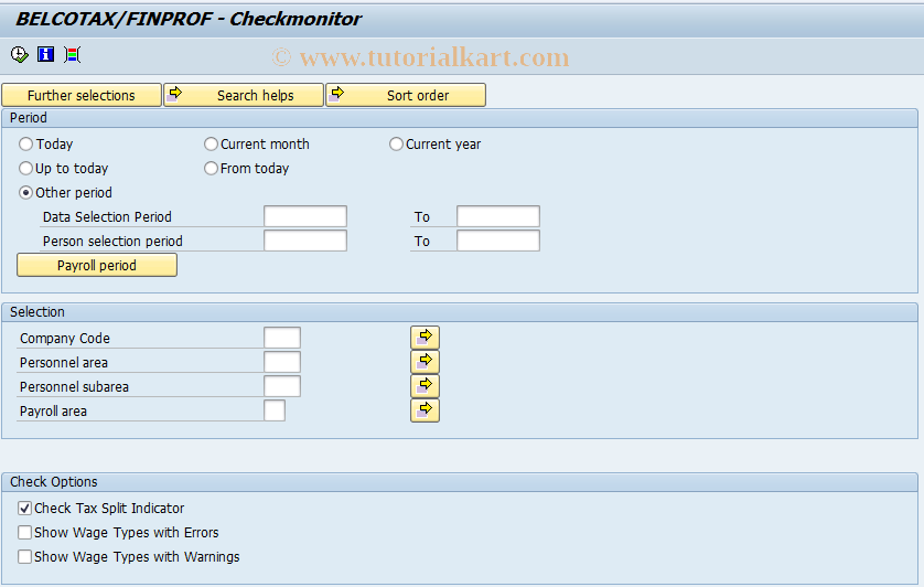 SAP TCode PC00_M12_BOWA_CM - BELCOTAX/FINPROF - Checkmonitor