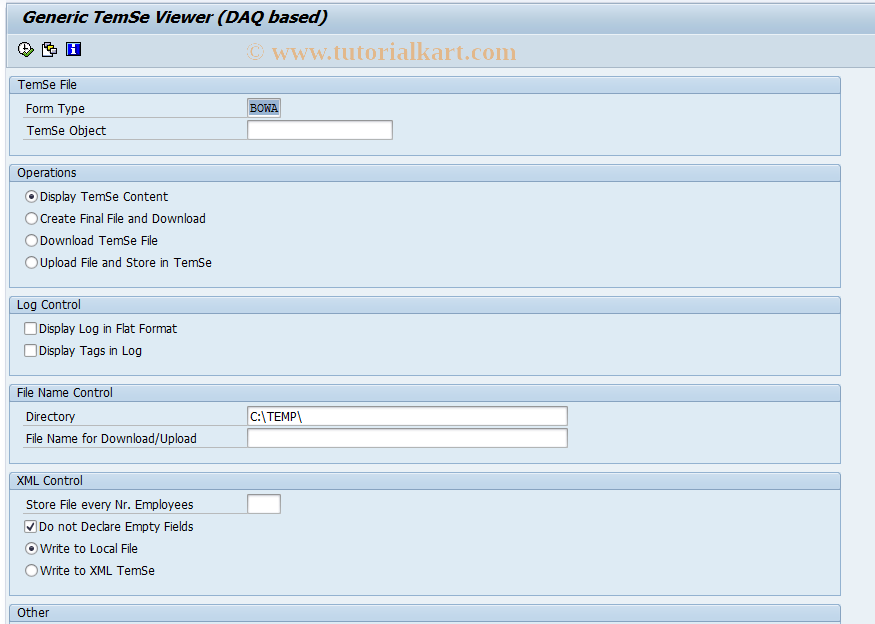 SAP TCode PC00_M12_BOWA_MG - BELCOTAX - Manage TemSe file