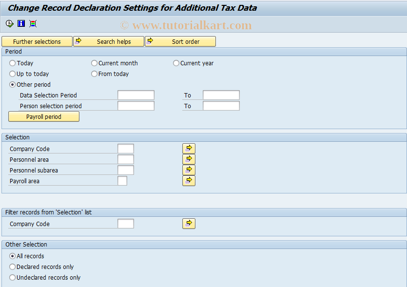 SAP TCode PC00_M12_BOWM_RS - BELCOTAX/FINPROF-Tool Infotype 3207