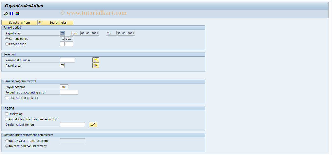 SAP TCode PC00_M12_CALC - Payroll calculation