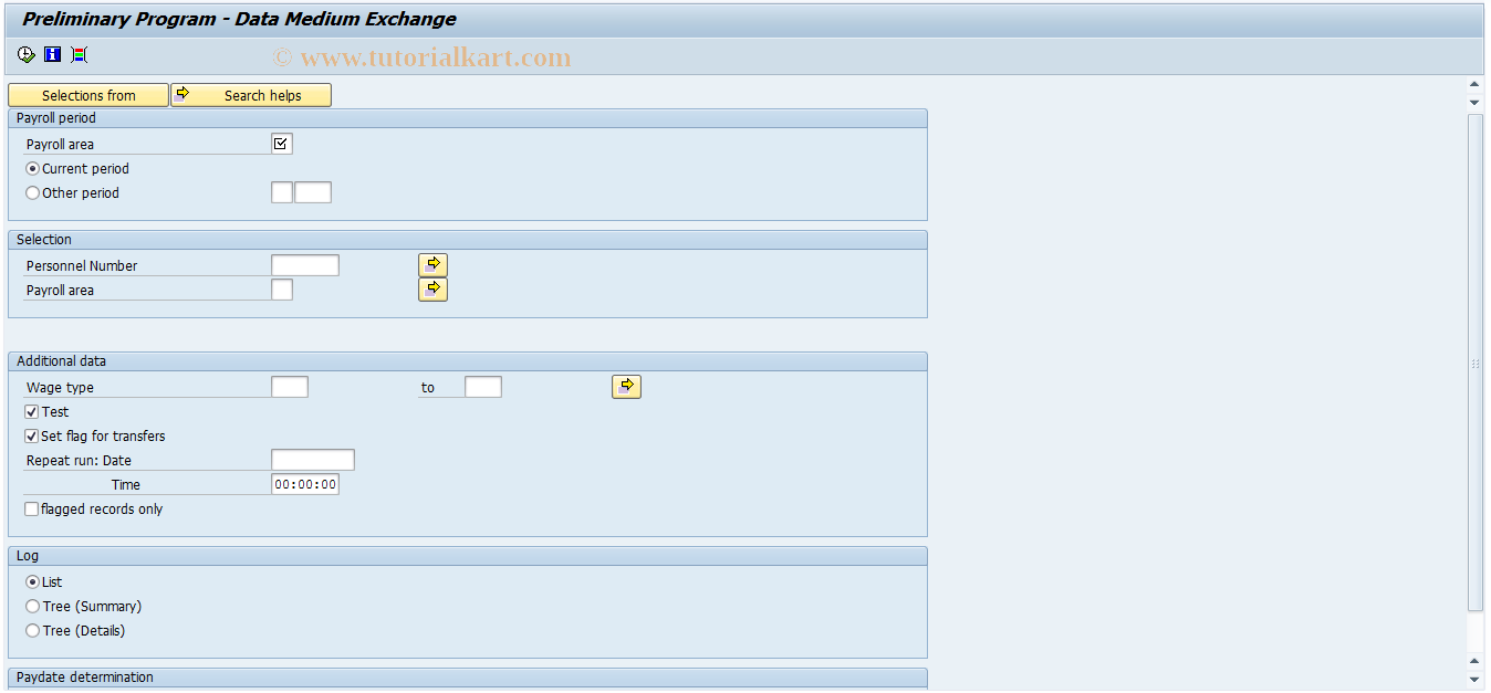 SAP TCode PC00_M12_CDTA - Prelimin.prog.- Data Medium Exchange