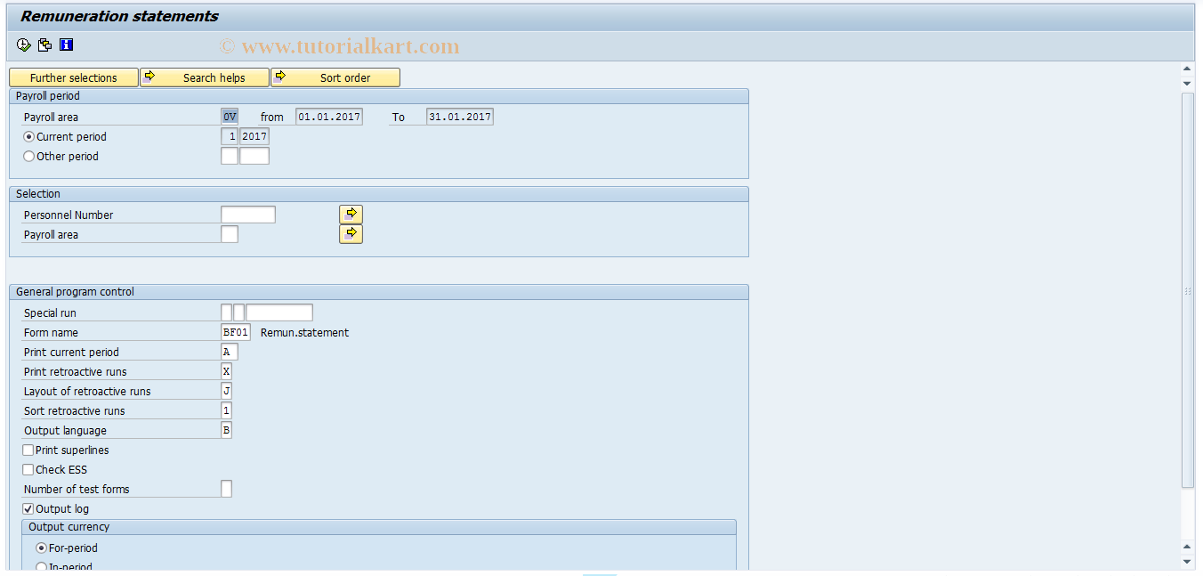 SAP TCode PC00_M12_CEDT - Remuneration statements