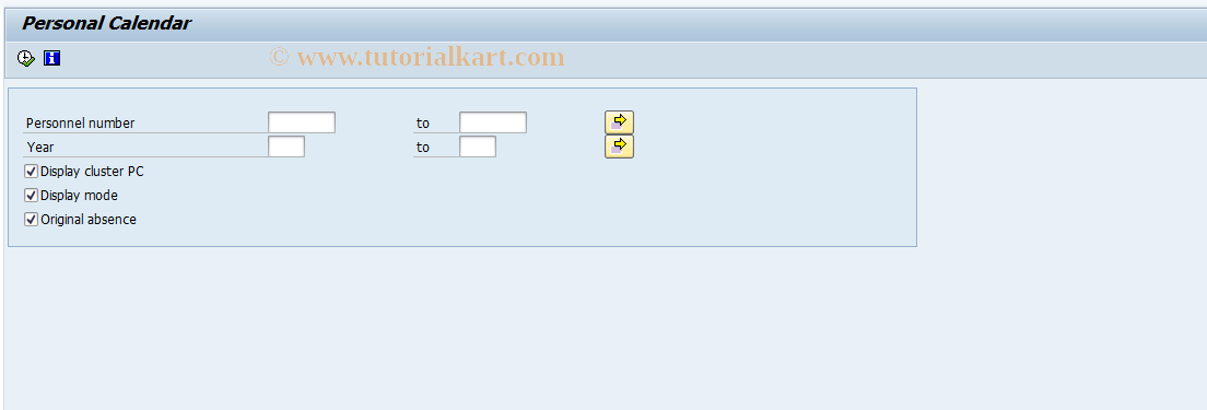 SAP TCode PC00_M12_CLPC - Display Personal Calendar