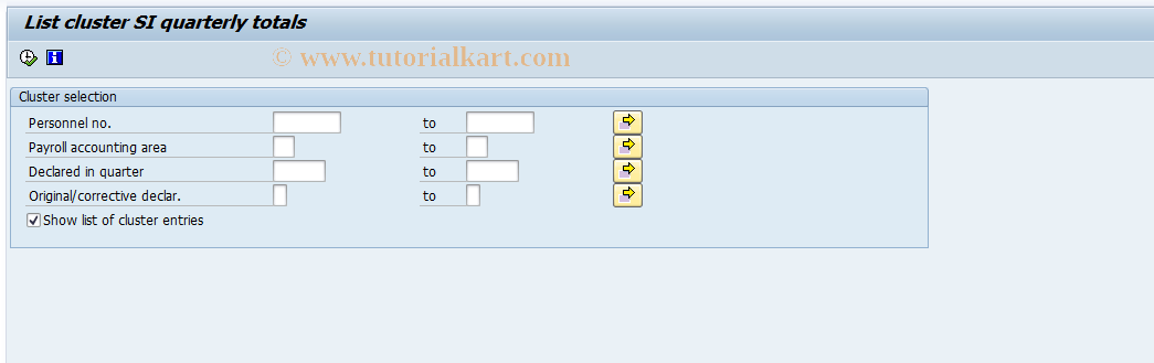 SAP TCode PC00_M12_CLSTWW - List Cluster SI quarterly totals