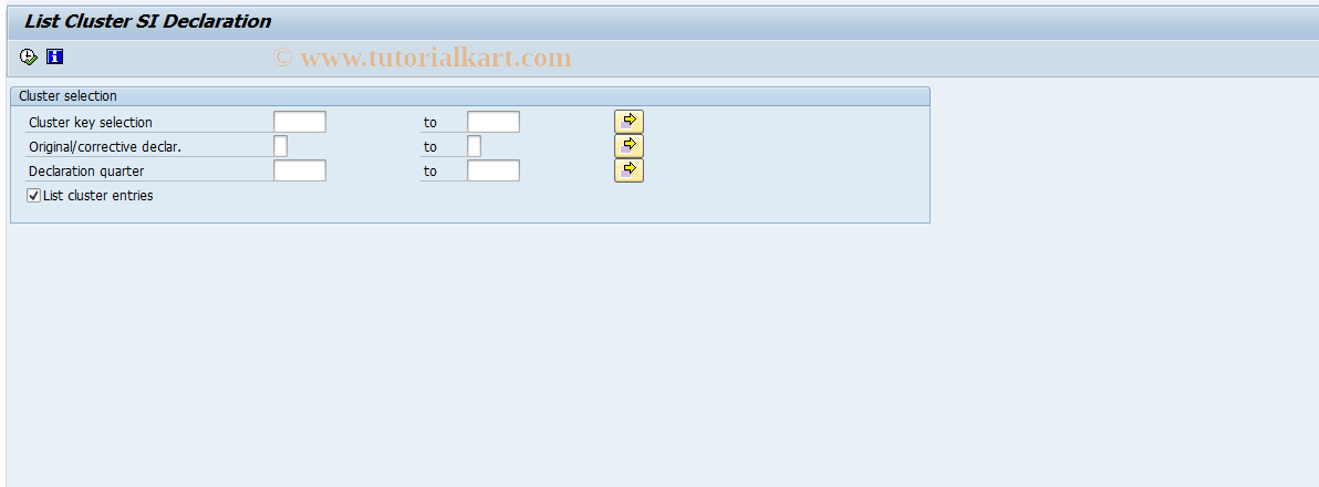 SAP TCode PC00_M12_CLSTWX - List Cluster SI Declaration