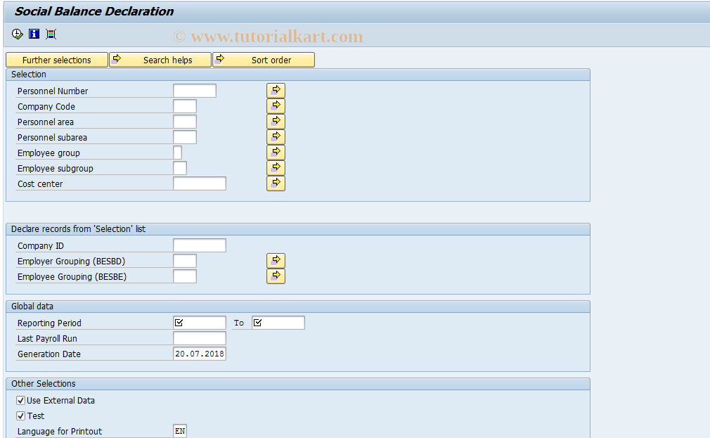 SAP TCode PC00_M12_CSBG - Generate Declaration