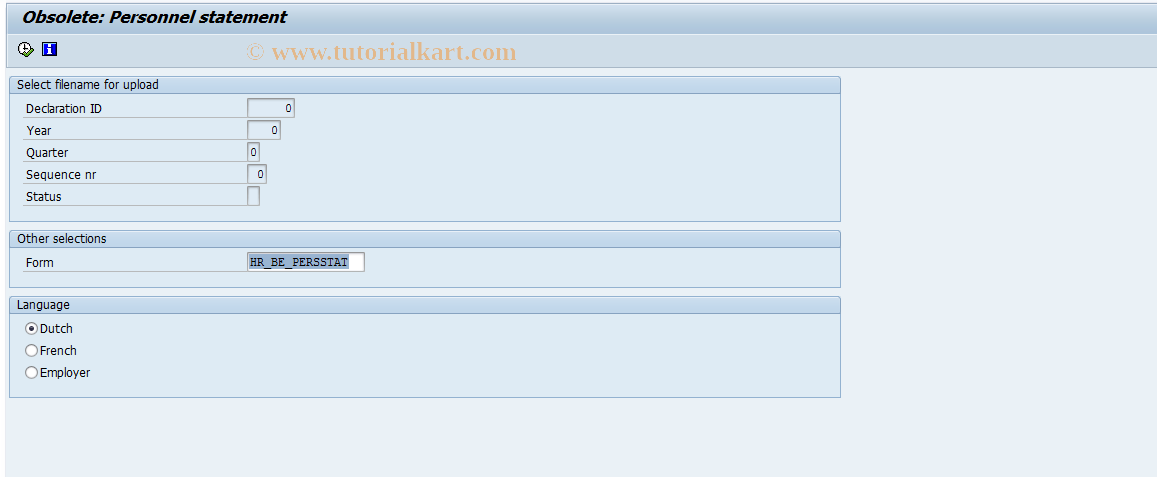 SAP TCode PC00_M12_CSIF - Printing Control List SI Declaration