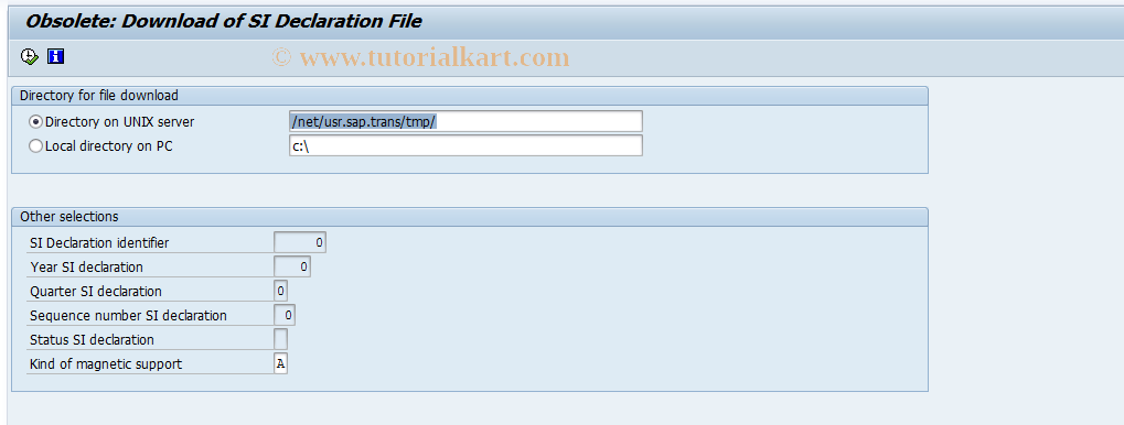 SAP TCode PC00_M12_CSIG - Download SI declaration file