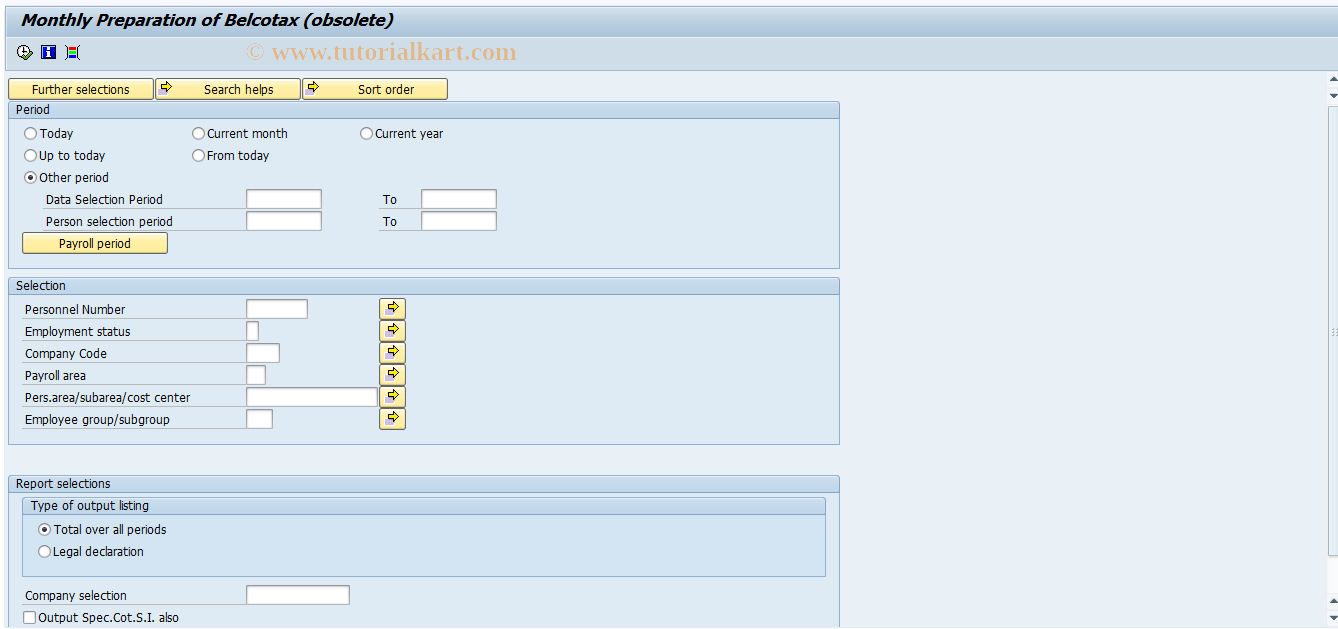 SAP TCode PC00_M12_CTXF - Monthly preparation Belcotax