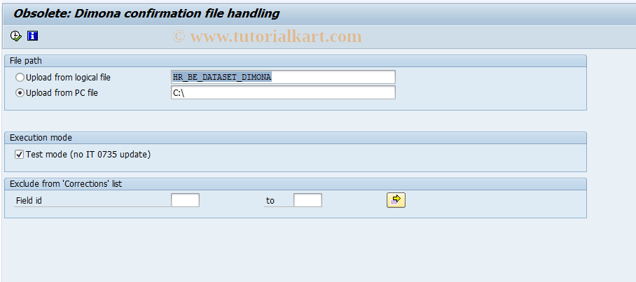 SAP TCode PC00_M12_DMNCONFFILE - Confirmation file processing