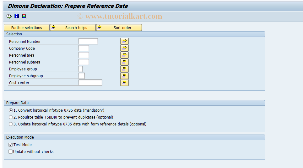 SAP TCode PC00_M12_DMN_DIU - Dimona: Prepare Reference Data