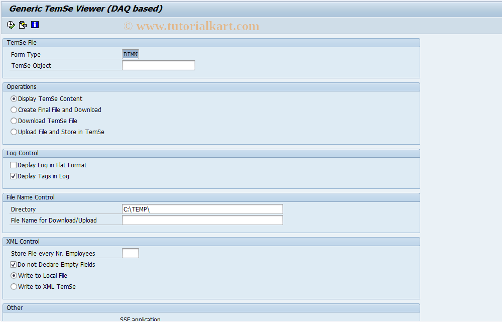 SAP TCode PC00_M12_DMN_MG - DIMONA - Manage TemSe file