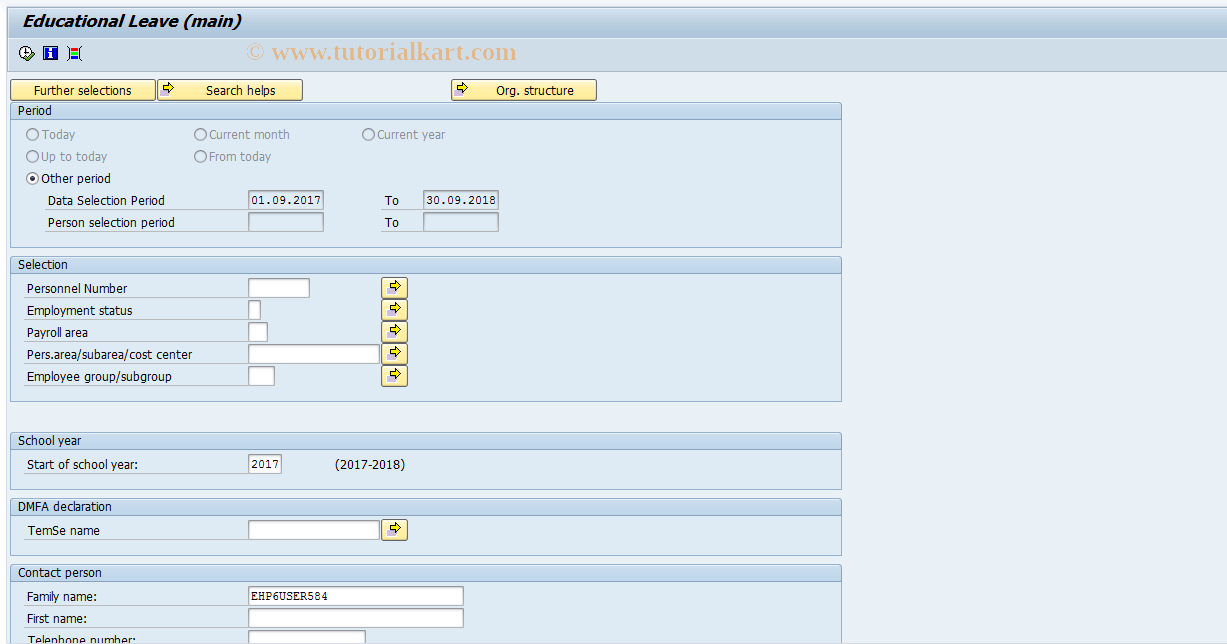 SAP TCode PC00_M12_EDLE - Educational Leave Declaration