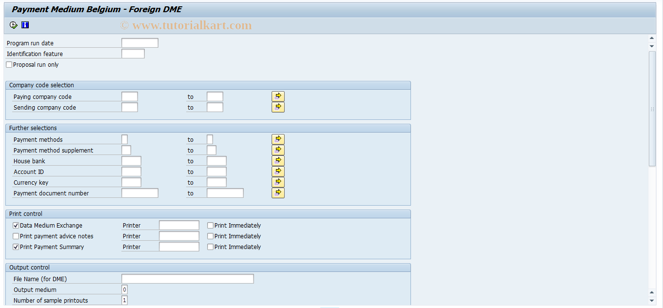 SAP TCode PC00_M12_FFOE - Payment medium - Foreign DME