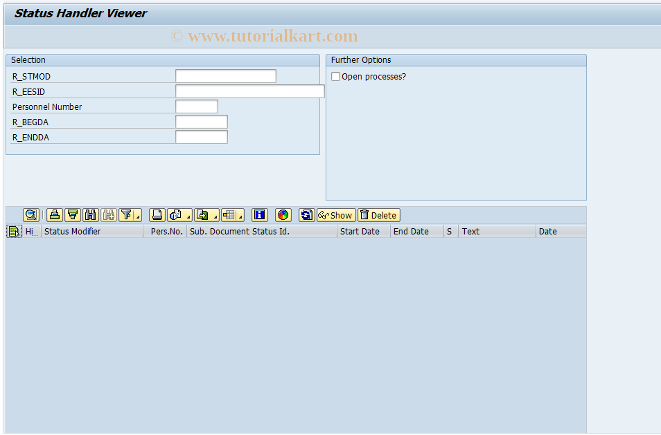 SAP TCode PC00_M12_HDL - Document status manager