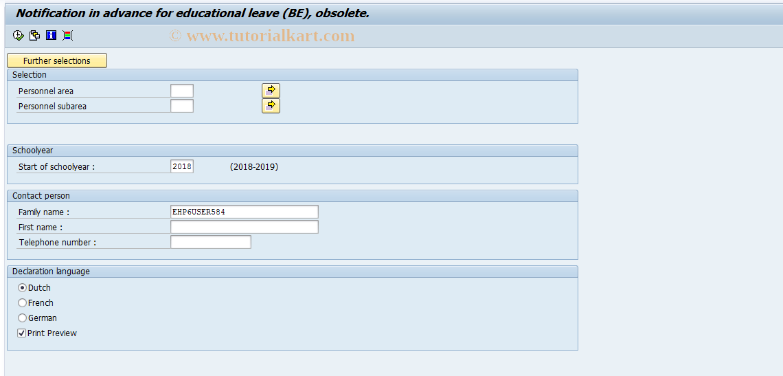 SAP TCode PC00_M12_N - Notification in advance educ. leave