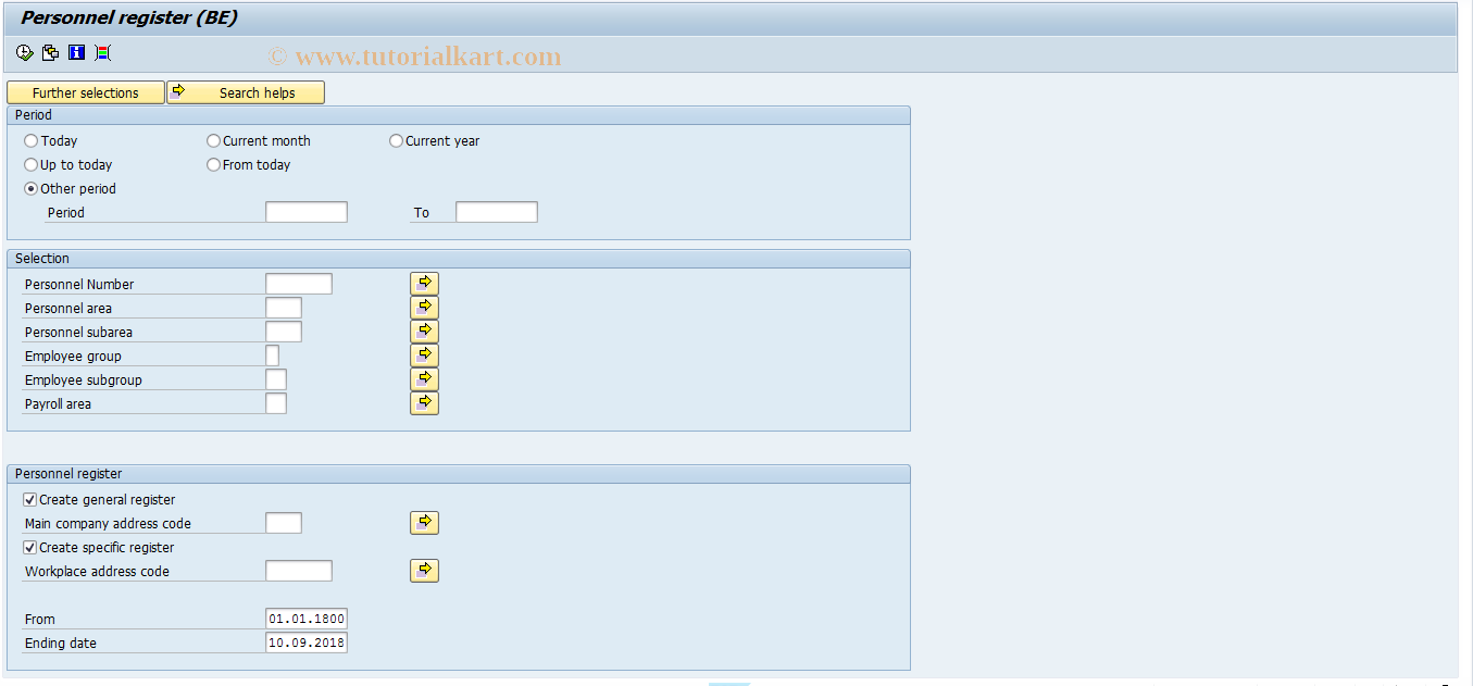 SAP TCode PC00_M12_P - Personnel Register