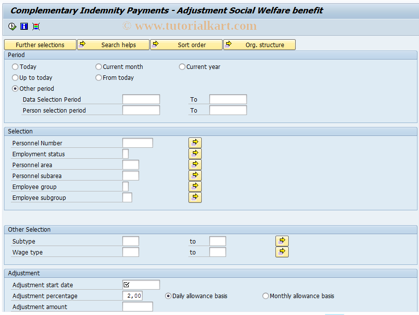 SAP TCode PC00_M12_UCID - Adjustment Social Welfare benefit
