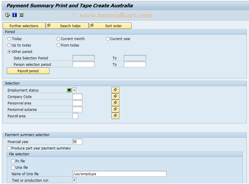 SAP TCode PC00_M13_CG00 - 2000/2001 Payment summary