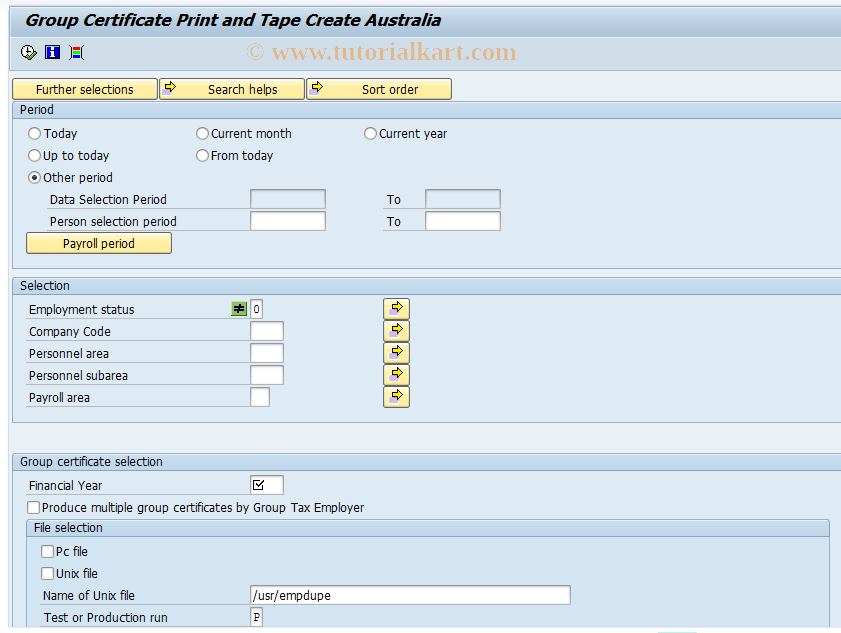 SAP TCode PC00_M13_CG99 - 1999/2000 Group certificates