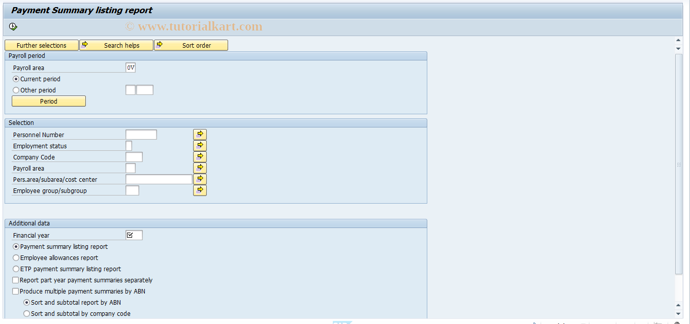 SAP TCode PC00_M13_LG00 - Payment summary listing 2000/2001