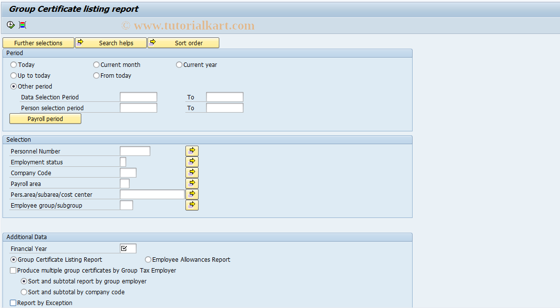 SAP TCode PC00_M13_LG99 - Group Certs. Listing 1999/2000