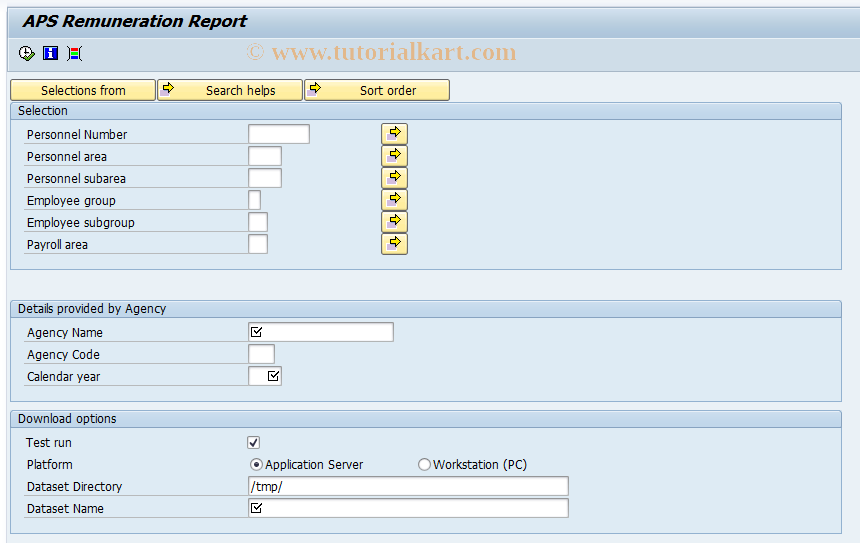 SAP TCode PC00_M13_PS_APS_REM - APS Remuneration Report