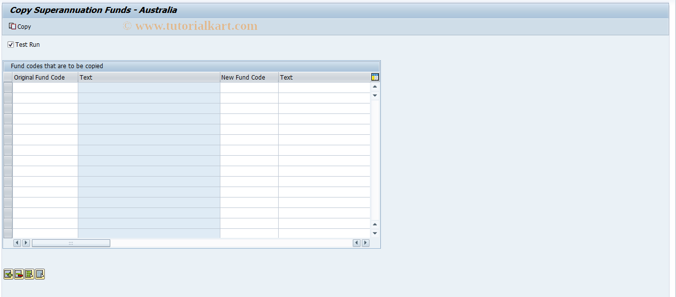 SAP TCode PC00_M13_SUPM - Superannuation fund maintenance