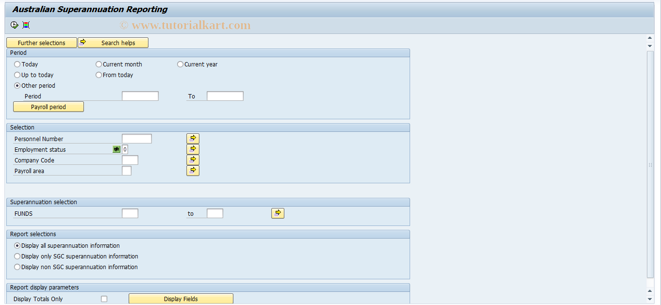 SAP TCode PC00_M13_SUPR - Superannuation Report