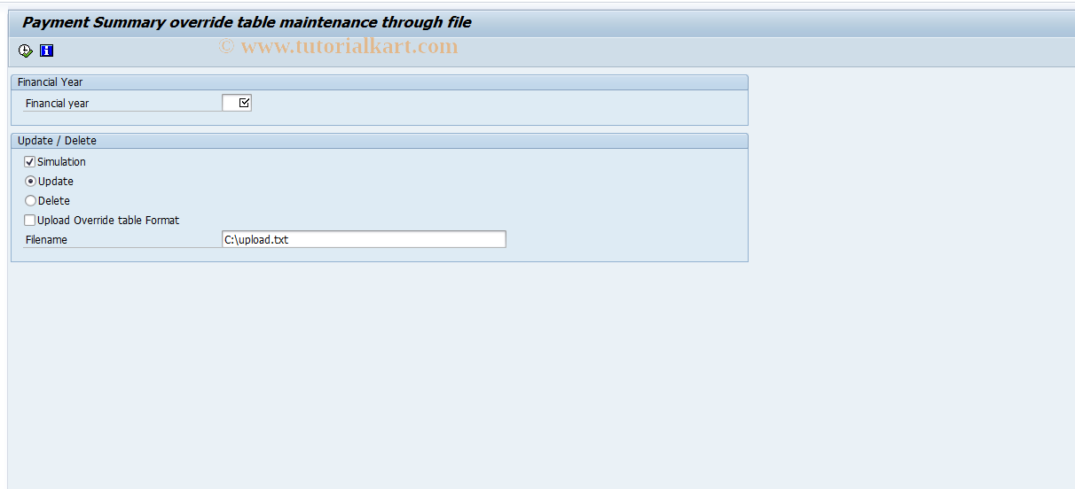 SAP TCode PC00_M13_UGCO - Payment Summary Override Table