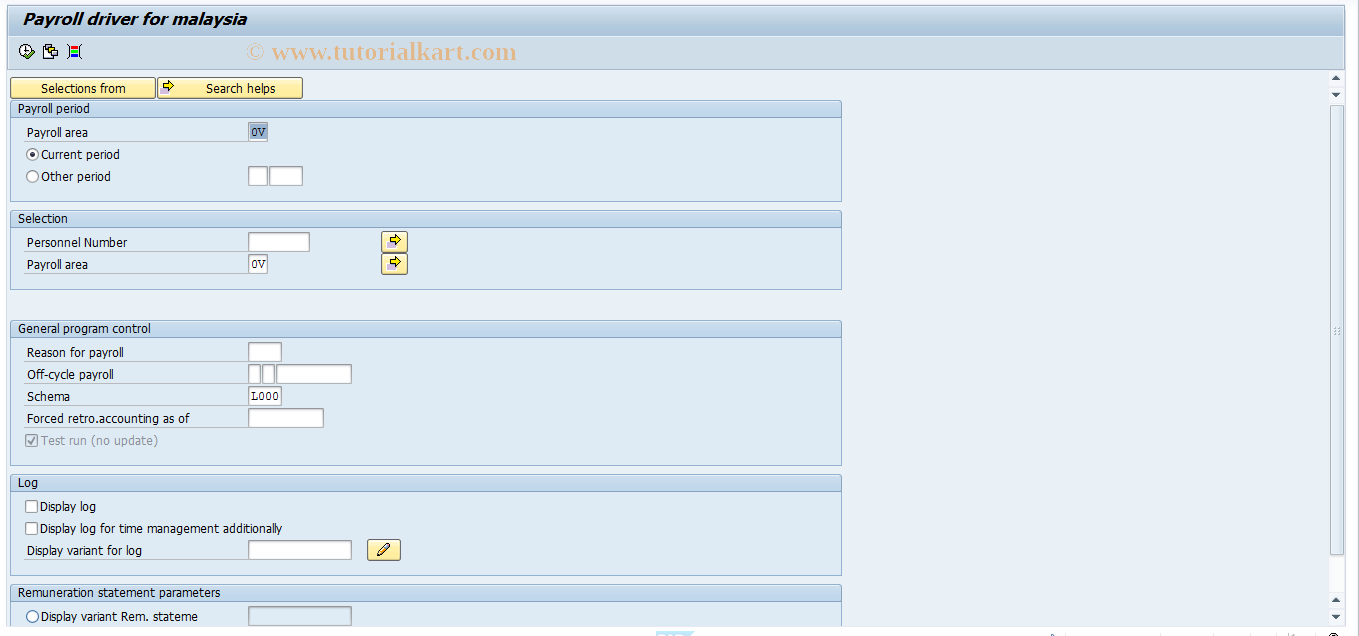 SAP TCode PC00_M14_CALC_SIMU - Simulate Payroll