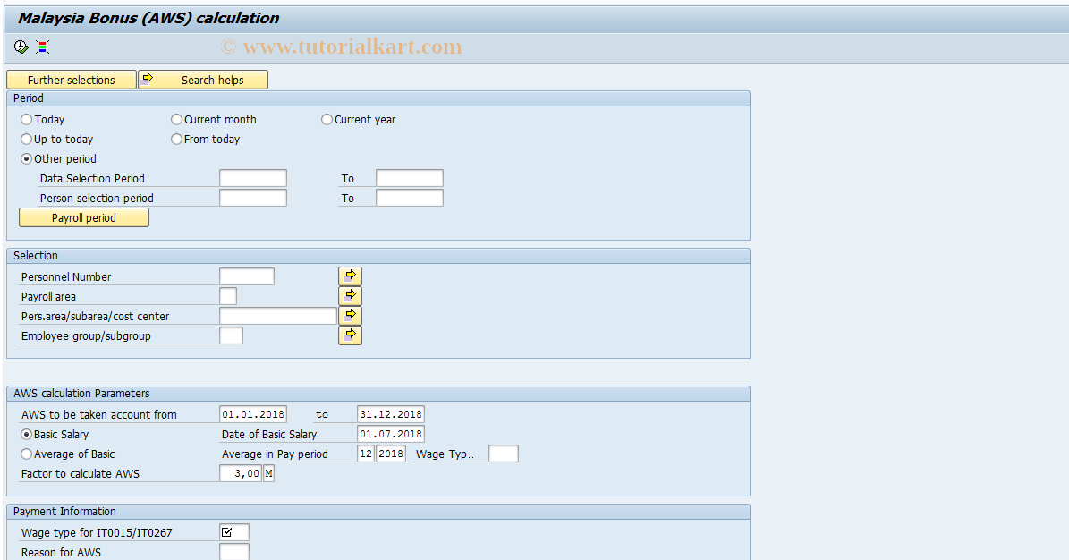 SAP TCode PC00_M14_CAWS - Generate Annual Wage Supplement