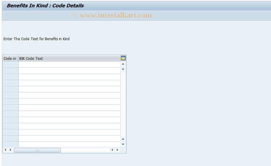 SAP TCode PC00_M14_CBKI - Scr for BIK Text and codes: T5LBT