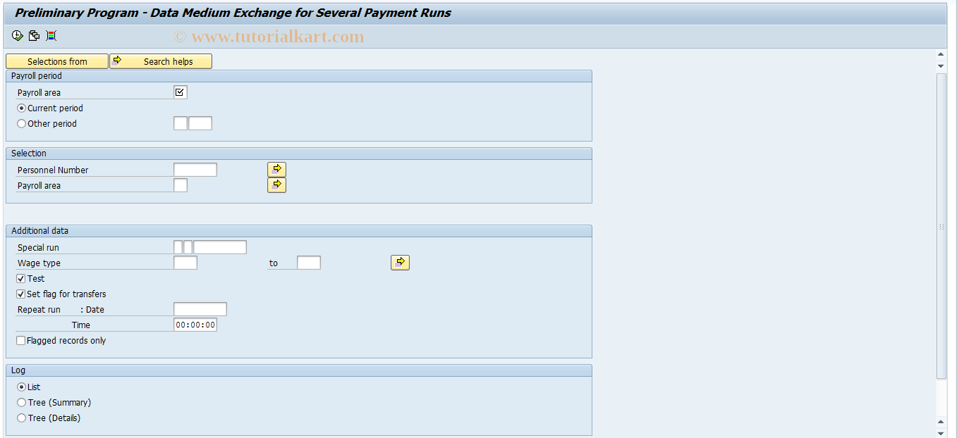 SAP TCode PC00_M14_CDTA - Payroll-transfer-prelimProg. DME-14