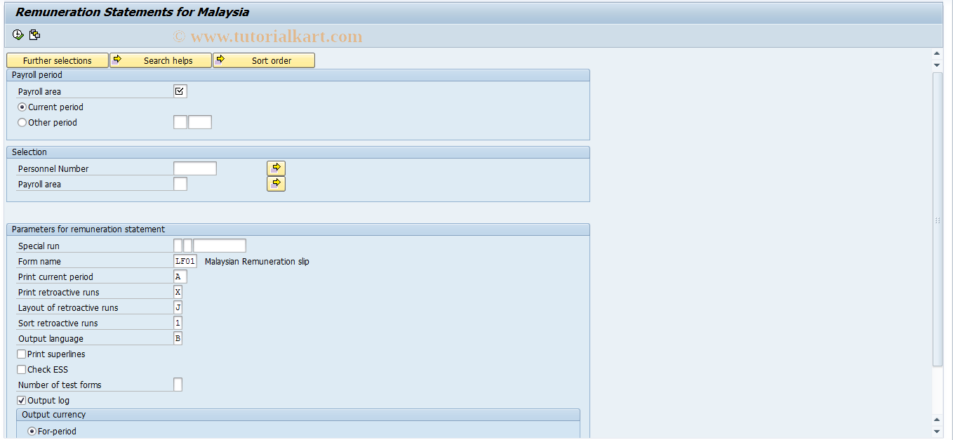 SAP TCode PC00_M14_CEDT - Print Remuneration Statement