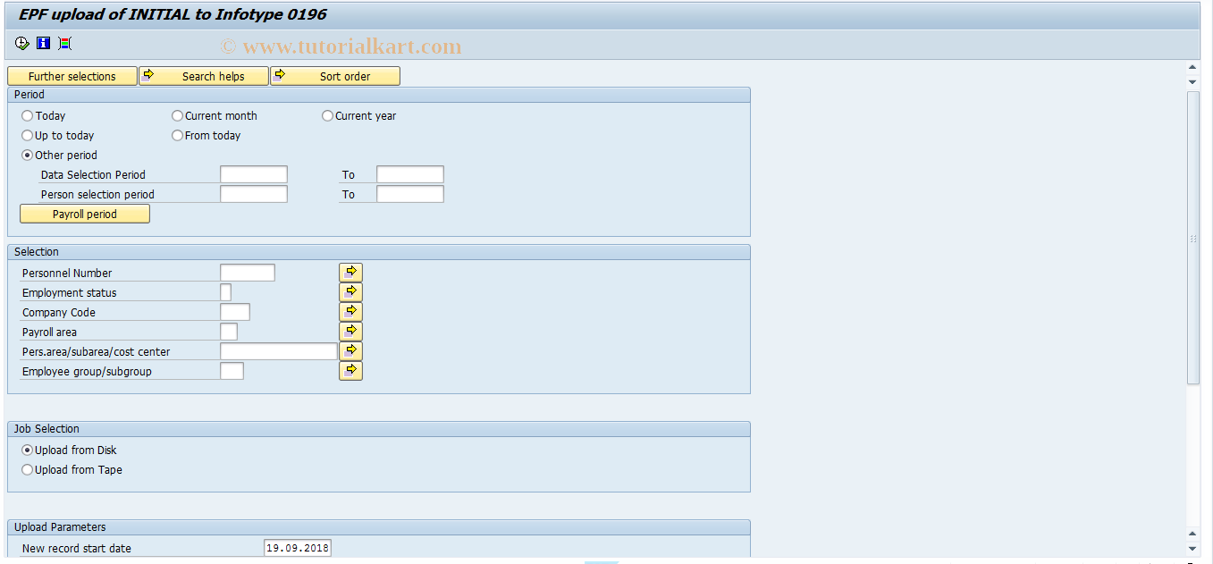 SAP TCode PC00_M14_CEUI - Upload EPF Initials