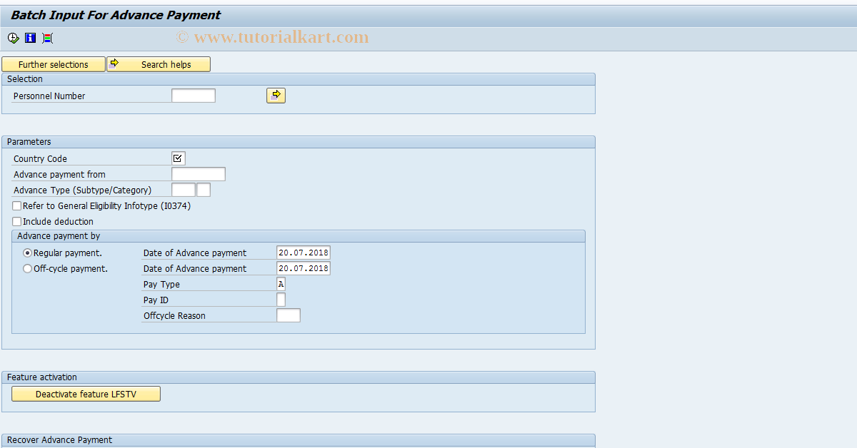 SAP TCode PC00_M14_CFAP - Generate Festival Advance Payment