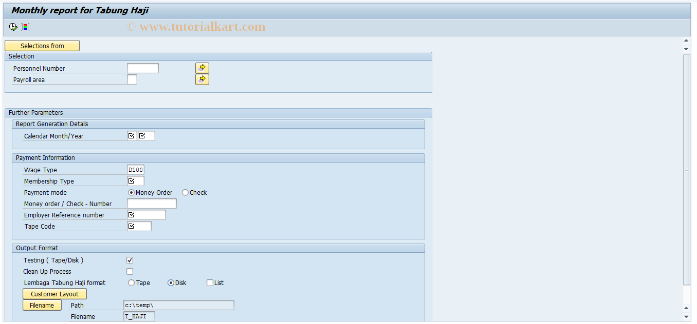 SAP TCode PC00_M14_CHTB - Run Report for Tabung Haji